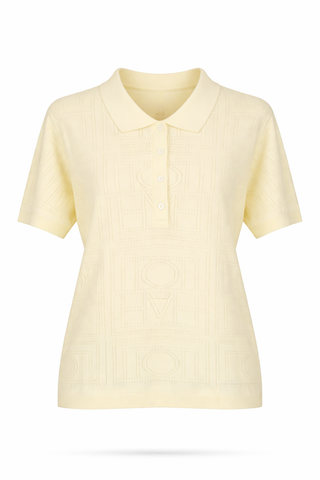 Butter Yellow Knit Collar Button Top