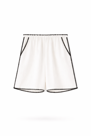 White Silk Set with Black Piping Set