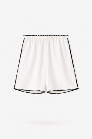 White Silk Set with Black Piping Set