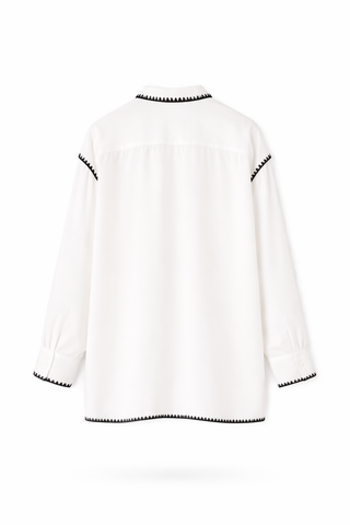 White Silk Set with Black Piping Set