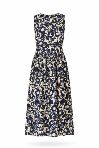 Multi Floral Sleeveless Belted Midi Dress