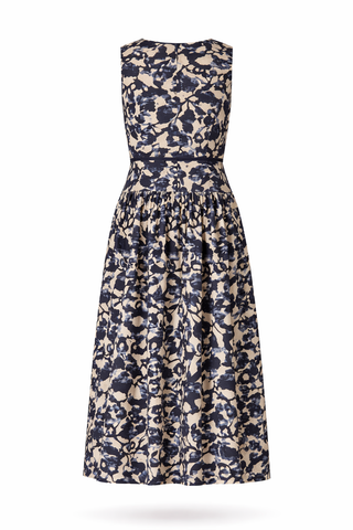 Multi Floral Sleeveless Belted Midi Dress