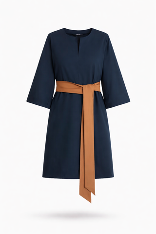 Navy 3/4 Sleeve Wrap Dress