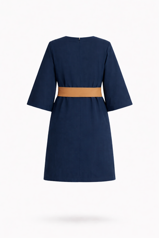 Navy 3/4 Sleeve Wrap Dress