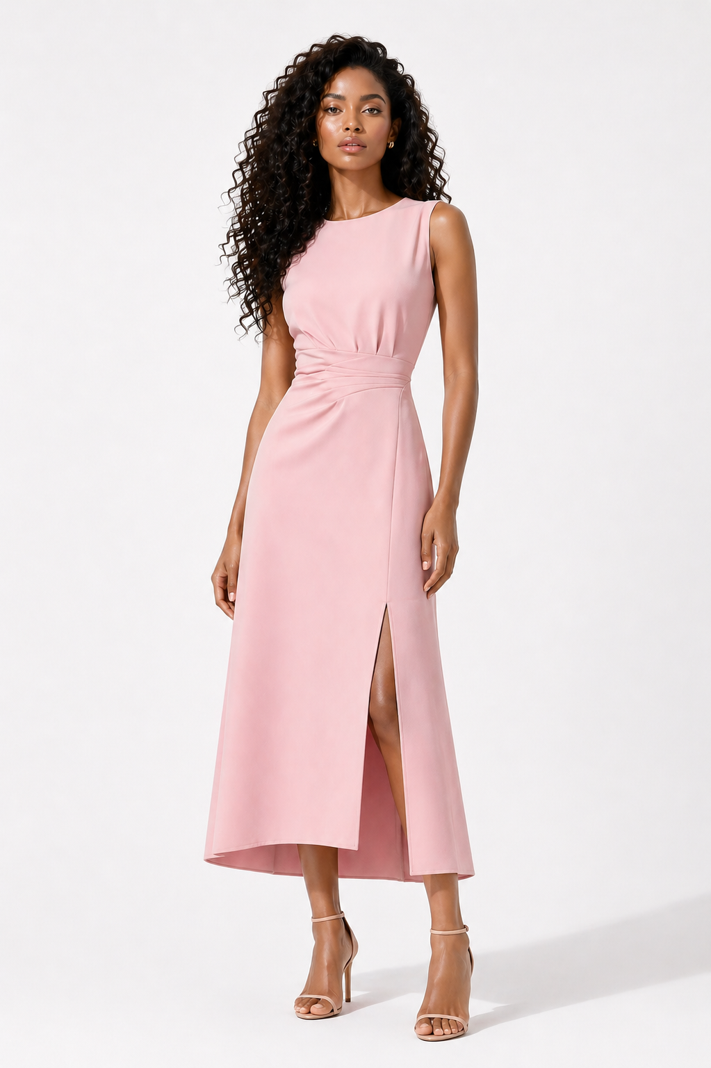 pink cinched dress Sconset Pink Cinched Pintuck Maxi Dress ABODE HOME