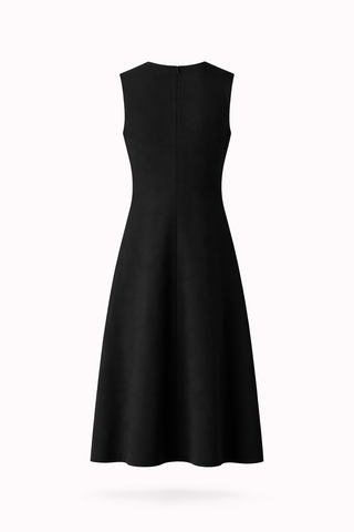 BlackV-Neck Sleeveless Midi Dress with Pockets
