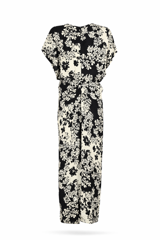 Black & Ivory Floral Print Wrap Dress