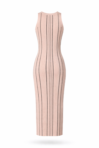 Pink Striped Sleeveless Bodycon Maxi Dress