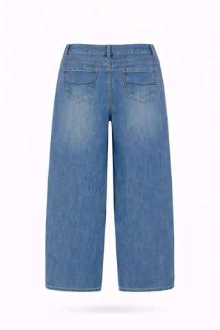 Blue Panel Wide-Leg Denim Jeans