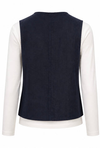Blue V-Neck Button Vest Set