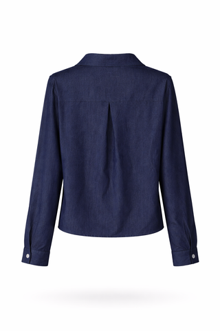 Blue Twist-Front Cropped Jacket Set
