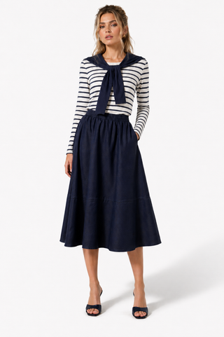 Blue & White Striped Tie-Neck Sailor Set