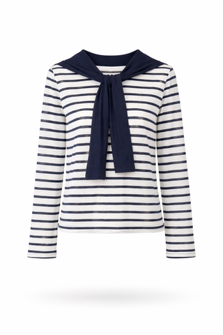 Blue & White Striped Tie-Neck Sailor Set