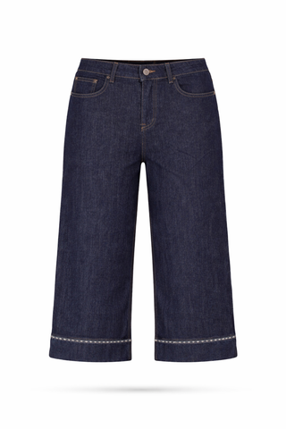 Blue Dark Wash Wide-Leg Denim Pants