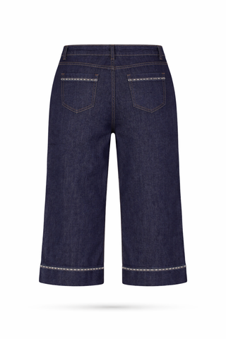 Blue Dark Wash Wide-Leg Denim Pants