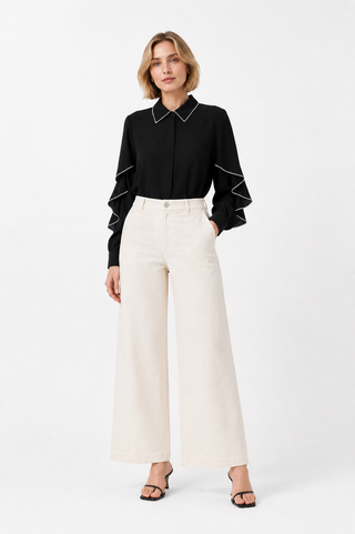 Linen blend Wide-Leg Pants