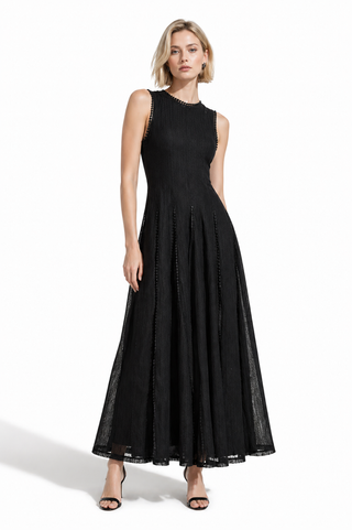 Black Beaded Lace Gown