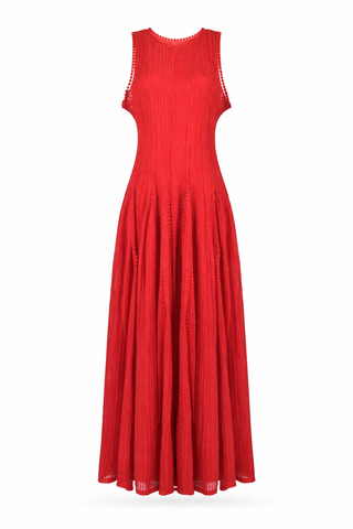 Red Beaded Lace Gown