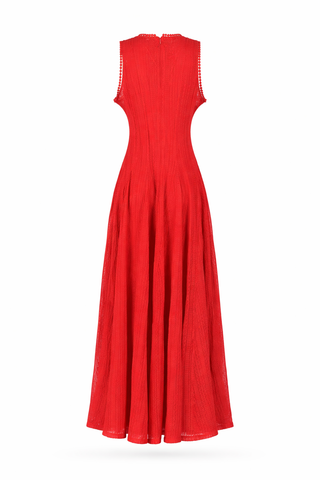 Red Beaded Lace Gown
