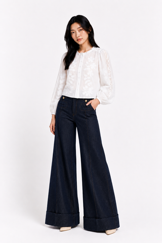 Ivory Embroidered Puff Sleeve Blouse