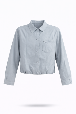 Blue Collarless Denim Jacket