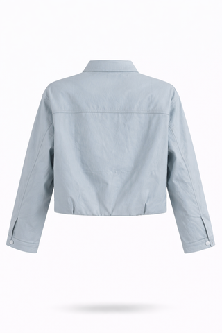 Blue Collarless Denim Jacket