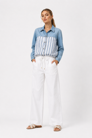 Striped Panel Denim Jacket