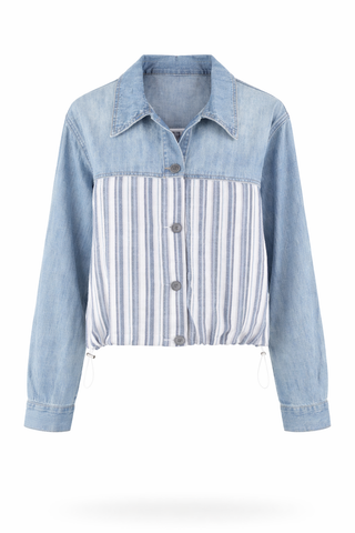 Striped Panel Denim Jacket