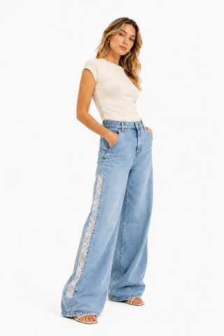 WIDE-LEG DENIM PANTS IN LYOCELL
