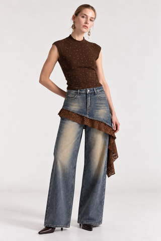 Layered Ruffle-Hip Jean