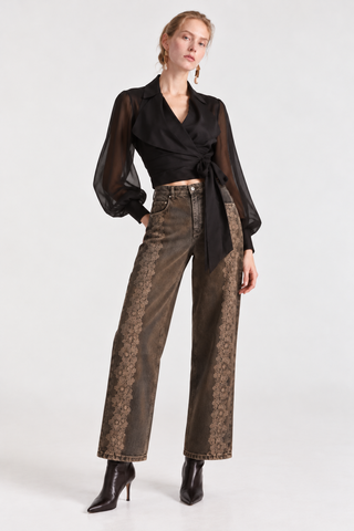 Seam-Detail Wide-Leg Jean