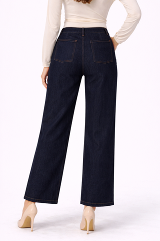 Indigo Tailored Wide-Leg Denim