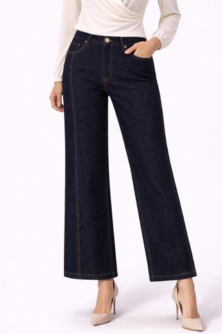 Indigo Tailored Wide-Leg Denim