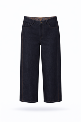 Indigo Tailored Wide-Leg Denim