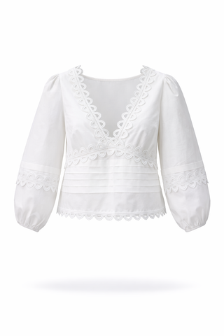 Lace Bohemian Open-Back Blouse