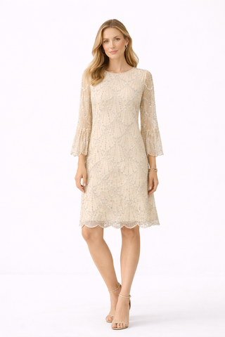 Ivory Beaded Midi Skirt