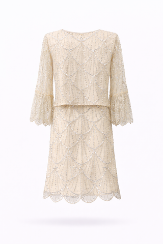 Ivory Beaded Midi Skirt