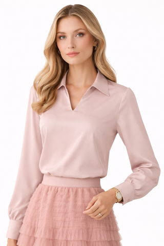 Blush Satin Liquid Blouse