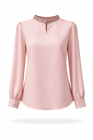 Blush Embellished Collar Blouse