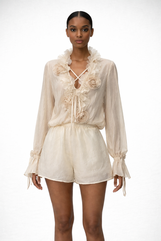 Ivory Textured Lounge Shorts
