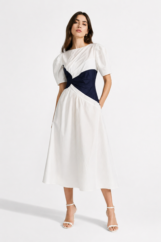 White Broderie Wrap Midi Dress
