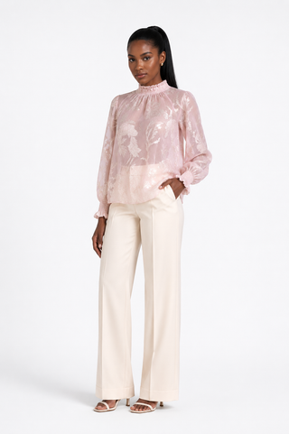 Blush Metallic Floral Blouse