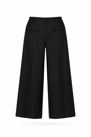 Black Wide-Leg Lyocell Trousers
