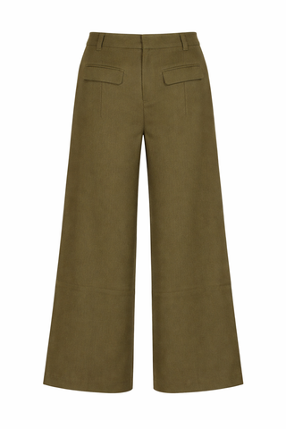 Green Wide-Leg Lyocell Trousers