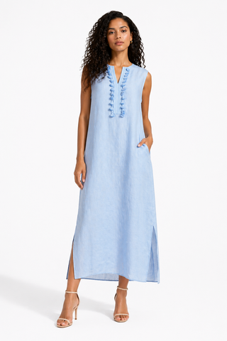 Sky Blue Ramie Maxi Dress