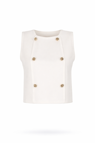 White Knit Sleeveless Top