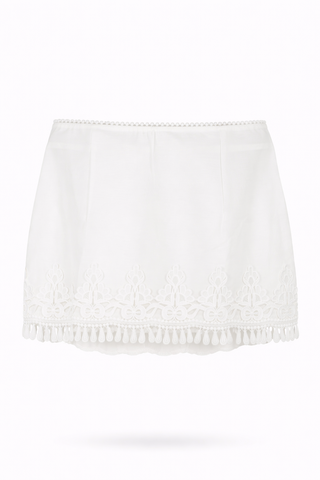 White Broderie A-Line Midi Skirt