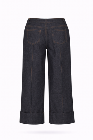 Blue Straight-Leg Cropped Denim