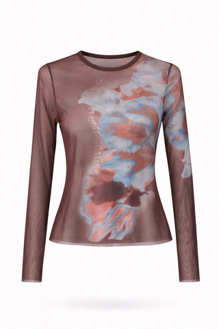Brown Short-Sleeve Knit Top