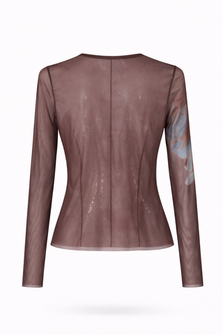 Brown Short-Sleeve Knit Top